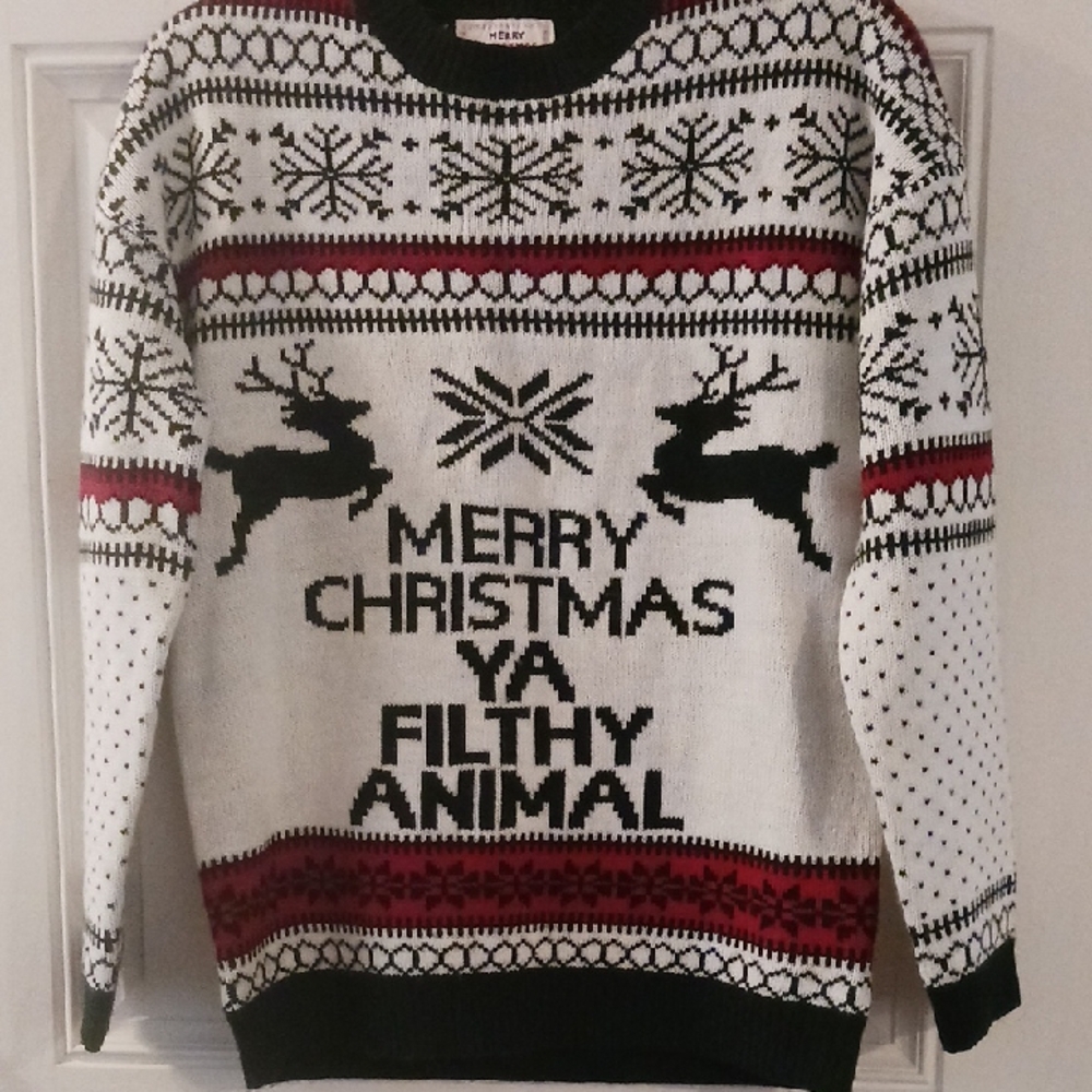 Daisys Boutique Black, White, and Red Holiday Sweater